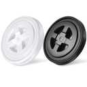 Jetec 2 Pieces 5 Gallon Bucket Lids Screw Cap Plastic Leak-Proof Screw Seal Lids of Chemical Food Coatings Storage Buckets 5 Gal Bucket Chicken Feeders Paint(White and Black)
