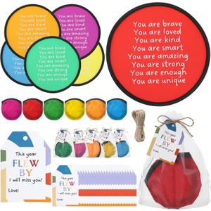 HyDren End of The Year Gifts Flying Disc Foldable Fan with Storage Bag Inspirational Card and Organza Bag Set Fun End of The Year Graduation Party Favors Summer Gifts Outdoor Activities