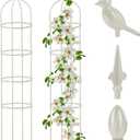Garden Obelisk Trellis for Climbing Plants Outdoor 6 Ft Rose Bush Round Trellis for Pots Rustproof Metal Pipe with Plastic Coated Plant Flower Trellises for Clematis Vine Jasmine Support (White)