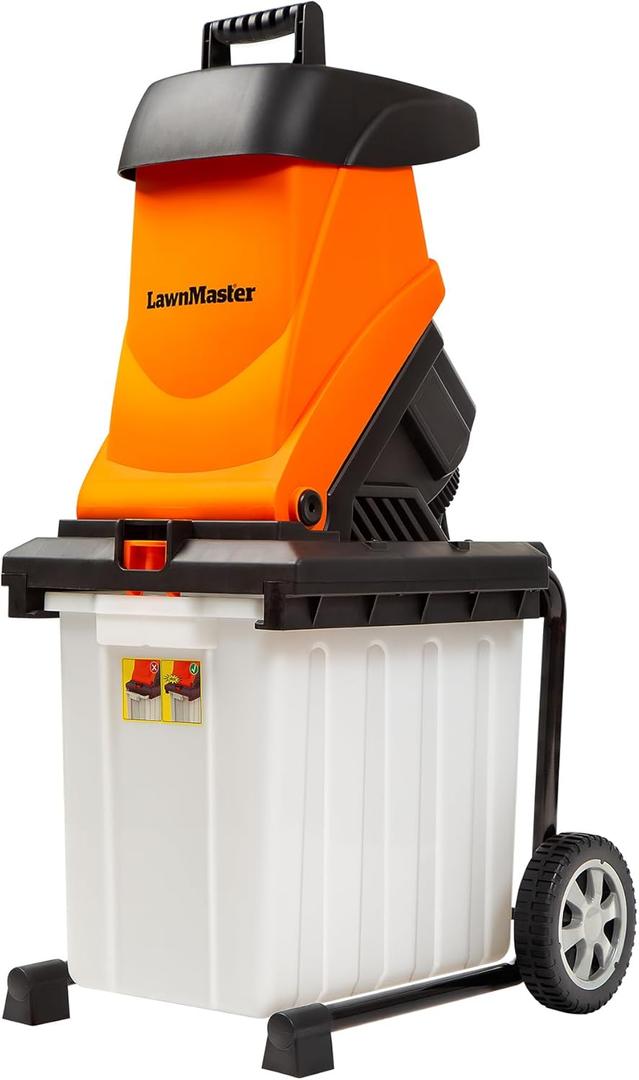 LawnMaster Wood Chipper, 15 Amp Electric Wood Chipper Shredder with Collection Bin, 1.8-Inch Cutting Diameter Max 16:1 Reduction-FD1504