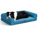 Hollypet Orthopedic Dog Bed for Large Dogs, Supportive Foam Pet Couch with Removable Washable Cover and Non-Slip Bottom, Waterproof Lining Dog Sofa Bed, Blue, L (36 * 26 * 8)