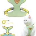 Escape-Proof Cat Harness and Leash Set - Adjustable and Comfortable - Ideal for Walking Cat Outdoors - Fits Small Dogs, Kittens, Medium, and Large Cats (Green, M)