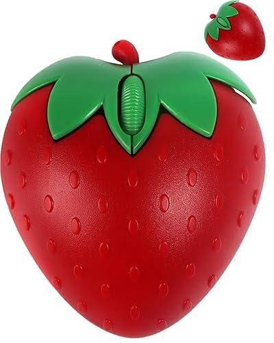 Wireless Bluetooth Mouse Cute Red Fruit Strawberry Shape Silent Portable Lightweight USB Optical Cordless Dual Mode Mice for PC Laptop Computer Tablet Mac MacBook Pro Desktop Kids Girls Women Gift