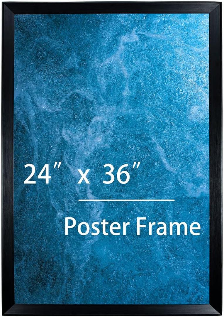 24x36 Black Frame, Wide 24 by 36 Poster Frames with Plexiglass 36x24 Frame Lightweight (Wider the frame, Conner protector,Wood grain)