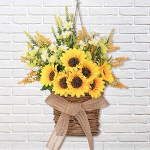 Dolicer Sunflower Wreath, 15.7 Inch Hanging Wreath, Yellow, Realistic Flowers, Spring/Summer, Wedding/Birthday Decor