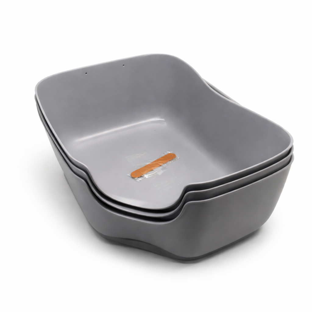 Pack Of 3 Cat Trays 8.5 x 22 x 13.5 In, Grey