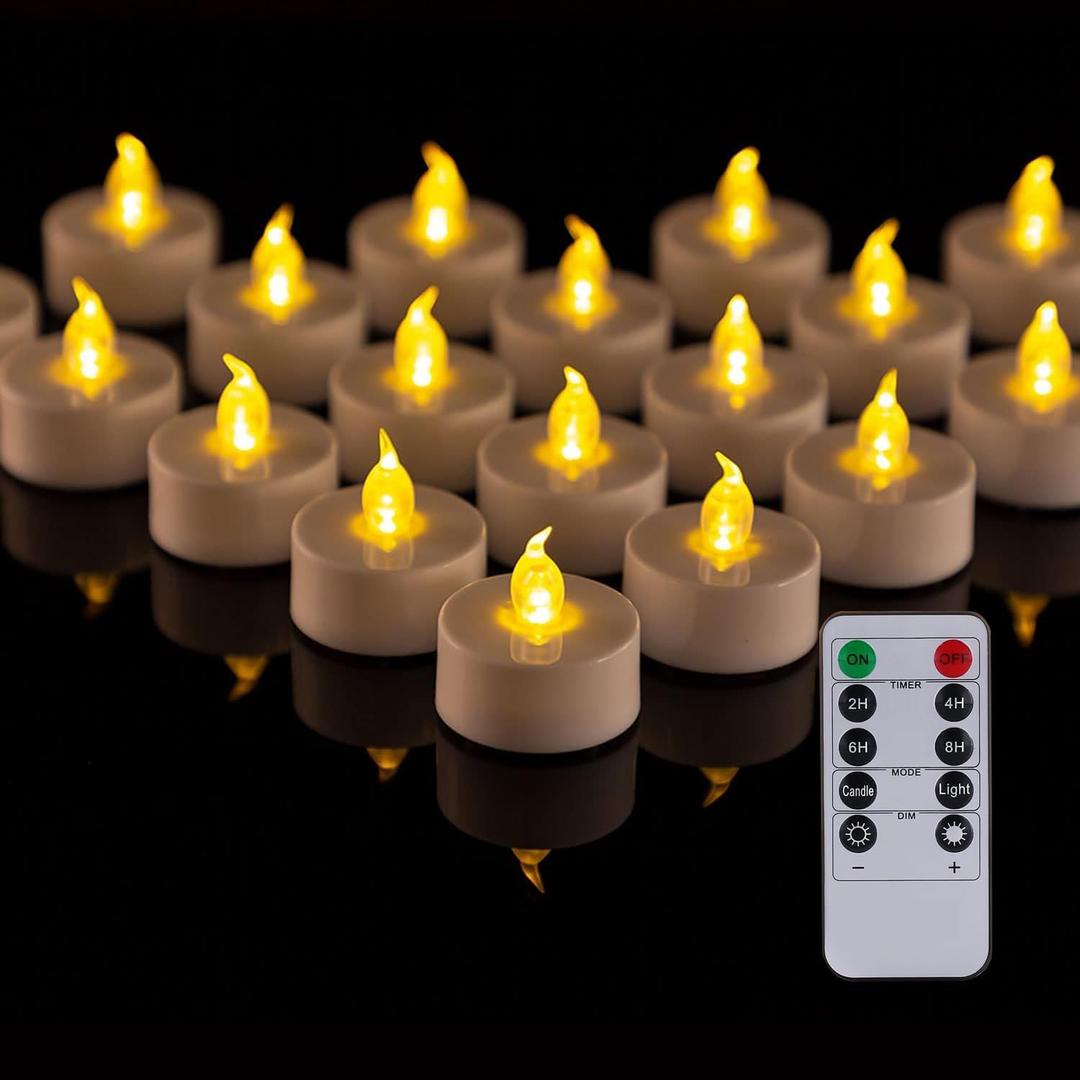 LED Tea Light Remote ControlCandles,Flickering Flameless LED Candle,Long Lasting 400+Hours,Battery Operated with Timer for Home Decoration Seasonal &Festival Celebration WarmYellow (24pcs)