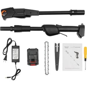 Electric Pole Saw, Cordless Hedge Trimmer Rechargeable Double section assemble Shaft Branch Cutter with 1500mAh Battery and Standard Charger for Tree Trimming