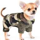Sebaoyu Plaid Turtleneck Dog Pajamas for Small Dogs, Fleece Sweater, Winter Cute Tiny Clothes Outfit Puppy Pajamas Pet Jumpsuits Cat Clothing (Medium, Camouflage Green)