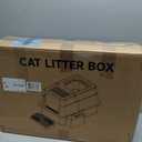 Stainless Steel Litter Box with Lid, XL Extra Large Enclosed Cat Litter Box Fits All Cats Modular Design with Flip Cover, Top Entry Metal High Sided Cat Box & Pedal & Scoop, Anti-Leakage (White)