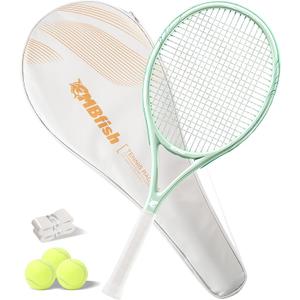 Tennis Racket - Super Value Set with Pre-Strung, Comfortable Handle, 27'' Tennis Racquet for Adults, Includes 3 Tennis Balls, 2 Overgrips and 1 Tennis Bag