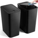 Bathroom Trash Can with Lid, 2 Pack 4 Gallons/15 Liters Garbage Can with Pop-Up Lid, Small Plastic Trash Can, Slim Trash Bin Waste Basket for Bathroom, Bedroom, Office, Living Room(Black) (2 Pack 4 Gallons/15 Liters Black)