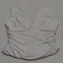 YFANG Women's Sexy Deep V-Neck Ruched Sleeveless Crop Tank Top Stretchy Double Layer Slim Fitted Going Out Crop Top (Large, White)