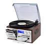 MUSITREND Record Player 9 in 1 3 Speed Bluetooth Vintage Turntable CD Cassette Vinyl Player AM/FM Radio USB/SD Playback Auxin RCA LineOut (Silver)