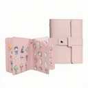 Enamel Pin Display Book - 4 Page Leather Travel Organizer for Collectors, Portable Lapel Pin Holder with Secure Storage, Compact Pin Trading Book (Pink)
