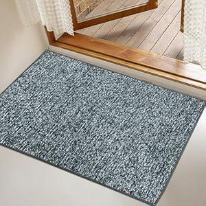 Yancorp Front Door Mat Indoor Entrance for Inside Entry 2' x 3' Non-Slip Welcome Mat Rubber Backing Dirt Resistant Absorbent Indoor Doormat for Entryways, Front Doors, Hallways, Blue Black