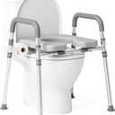 Loyoda Toilet Seat Risers for Seniors, Raised Toilet Seat with Padded Handles & Seat, 400 LBS Raised Toilet Seat with Adjustable Height & Width for Pregnant, Disabled, Handicapped,(Gray)