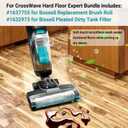 3831 Replacement Brushes and Filters for Bissell Crosswave Hard Floor Expert Vacuum 3831 HF2 3845 3847 3848, for Bissell Crosswave Replacement Parts, Accessory Kit No. B0555, 1637755, 1632973