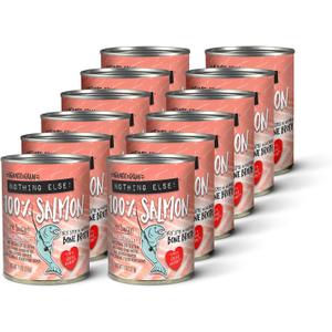 Evanger's Against The Grain Nothing Else! 100% Salmon Dog Food 12 Count, 11 oz Each Single-Ingredient Meatball Texture in Natural Broth Wet Dog Food Grain & Gluten Free, BBD: DEC/2028