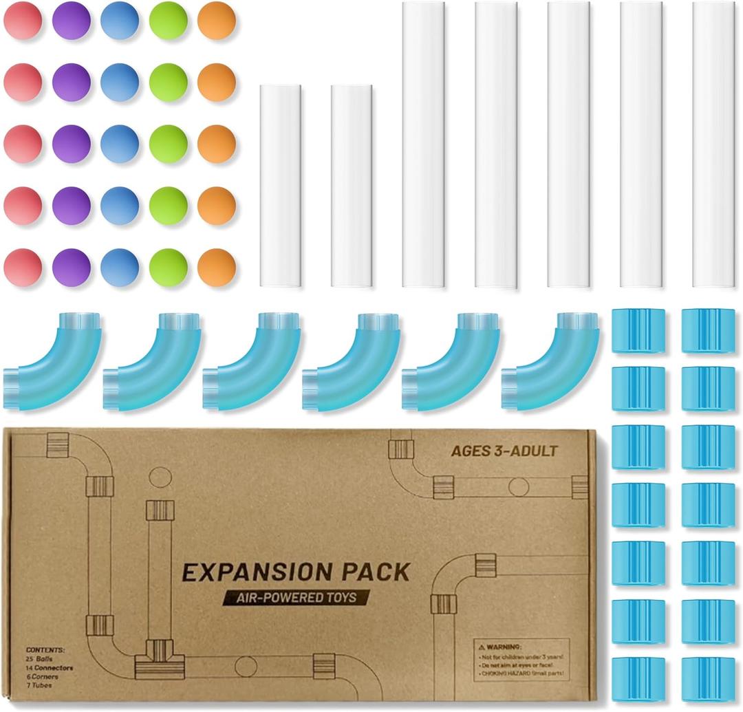 Air Tubes Toys Expansion Pack - Air-Powered STEM Building Toys - Learning Toys, STEM Toys for 3+ Year Old Boys & Girls Birthday Gifts (Blue)