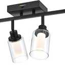 4-Light LED Black Dimmable Track Lighting Kit, 5-Color Temperature Adjustable Directional Ceiling Spotlight, Bathroom Wall Lamp with Integrated LED Chips