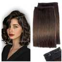 2 Pcs Short Hair Extensions, Extensions Clip in Human Hair for Women Adding Volume 6 inch Dark Brown