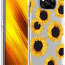Case for Poco X3 NFC/Poco X3 Pro/Poco X3 Cute Case, Clear Flexible Bumper TPU Soft Rubber Silicone Cover Phone Case for Xiaomi Poco X3 NFC (Sunflower)