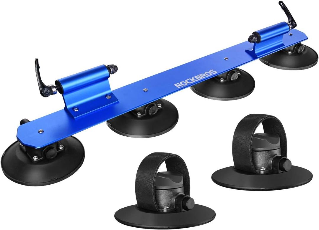 ROCKBROS Suction Cup Roof Bike Rack for Car Roof Sucker Bicycle Carrier Quick Release Aluminium Alloy Roof Rack for 1 2 3 Bikes (Max 2-Bikes Blue)