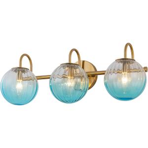 Globe Vanity Light, 3-Light Gold Modern Bathroom Light Fixtures, 23"