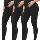 Buttergene Women's Maternity Leggings over the Belly Maternity Yoga Pants Workout Pregnancy Leggings (Pack of 3,L, Black)