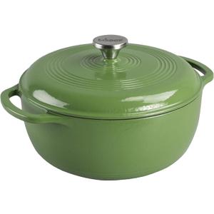 Lodge Essential Enamel Cast Iron Dutch Oven - Perfect for Bread Baking, Braising, Marinating & Slow Cooking - Features Moisture-Sealing Lid & Dual Handles - Kitchen Essentials - 6 Quarts - Spruce
