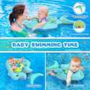 No Flip Over Baby Pool Float with Canopy UPF50+ Sun Protection, Inflatable Baby Float with Sponge Safety Support Bottom, Fun Gifts Water Toys Accessories Baby Swim Floats for Pool 3-36 Months