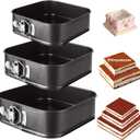 3PCS Square Springform Pan with Removable Bottom 8 inch/9 inch/10 inch Springform Cake Pan Non-stick Square Bakeware for Cake, Cheesecakes, Pizza, and Quiches, Black