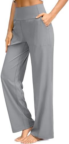 Soothfeel Wide Leg Pants for Women Petite/Regular/Tall High Waist Stretch Yoga Work Dress Lounge Sweatpants with Pockets Size L