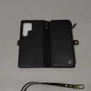 Defencase Compatible with Samsung Galaxy S24 Ultra Case Wallet with RFID Blocking Card Holder for Women Men, PU Leather Magnetic Snap Flip Zipper Strap Phone Case Fit for Galaxy S24 Ultra 5G, Black