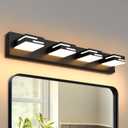 LED Modern Bathroom Vanity Light Fixtures 4-Light 5CCT Dimmable Matte Black Vanity Lights for Bathroom Lighting Fixtures Over Mirror, with 350 Rotatable Acrylic Heads, 28-inch