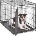 MidWest Homes for Pets Dog Crate | Icrate Single Door & Double Door Folding Metal Dog Crates | Fully Equipped 30-Inch W/ Divider Black 1530