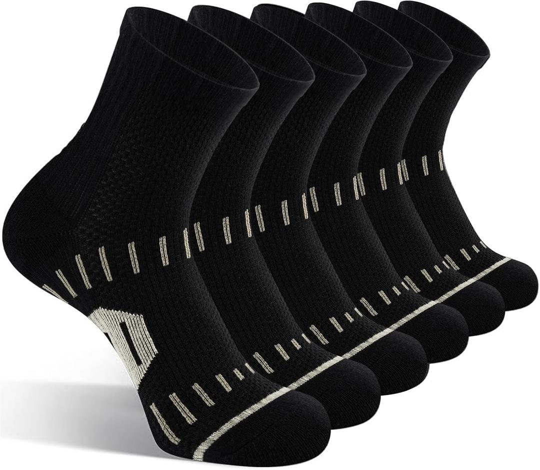 Copper Ankle Compression Socks for Men and Women(6 pairs), Breathable Arch Support Short Running Socks, Size: Medium-Large
