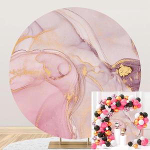 Polyester Diameter 6.5ft Abstract Marble Round Cover Backdrop Pink Texture Marble Lines Photography Background for Adult Wedding Party Bridal Shower Birthday Party Photo Portrait Props