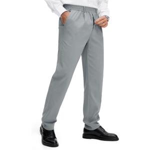 Comdecevis Men's Casual Elastic Waist Pants for Seniors with Magnet Button (Black, M)