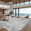 zesthome 9x12 Area Rugs for Living Room, Non-Slip Backing Washable Rug, Modern Abstract Area Rug, Stain Resistant Rugs for Bedroom, Ultra-Thin Large Area Rugs, Area Rug 9x12 (Grey)