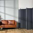 MAYOLIAH 6 Panel Room Dividers Folding Privacy Screen, 10ft Wide 6ft Tall Partition Office Walls Separator with Small Base, Grey