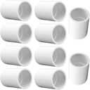 ANPTGHT 1 PVC Coupling 2 Way Pipe Fittings, Furniture Grade Schedule 40 Socket x Socket, Heavy Duty PVC Slip Socket Connectors for Building Furniture Greenhouse Shed (Pack of 10) (White)
