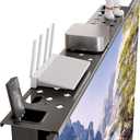 GQIRIL Steel TV Top Shelf  Adjustable Monitor Shelf Floating Stand with 2 Storage Boxes, Computer Screen Mounted Storage Bracket for Soundbar Router Cable Box Game Console Remote (36.65 x 4.33 Inch)