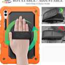 SEYMAC stock Case for Samsung Galaxy Tab S10 Plus/ S9 FE Plus/ S9 Plus 5G Tablet 12.4'' Case with Screen Protector Pencil Holder [360 Rotating Hand Strap] &Stand, Drop-Proof, Orange1