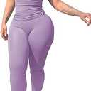 PINSV 2 Piece Sets for Women Summer Casual Jogger Workout Outfits Fitted Crew Neck T-shirt High Waist Legging Sets. M