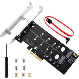 ELUTENG Dual M.2 PCIE Adapter NVME/NGFF to PCIE X4 Expansion Card 32Gbps PCIE NVME SSD Adapter Compatible with B-Key/M-Key/B&M Key for 2230 2242 2260 2280 22110 SSD