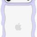 Anuck for iPhone 17 Pro Max Case Wavy Edge Clear Back Design, Anti-Slip Grip Cute Wave Curly Frame Shape Shockproof Soft TPU & Hard Bumper Protective Phone Case Cover for Women Girls, Purple