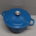 CUKOR 7QT Dutch Oven Pot With Lid, Enameled Cast Iron Dutch Ovens for Sourdough Bread Baking, Non-Stick Ceramic Dutch Oven Cooking Pot, Oven Safe, Blue (10 Pcs Bread Paper Liners)