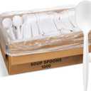 1,000 Plastic Disposable Soup Spoons Bulk White Medium Weight Disposable Silverware Plastic Cutlery Spoons